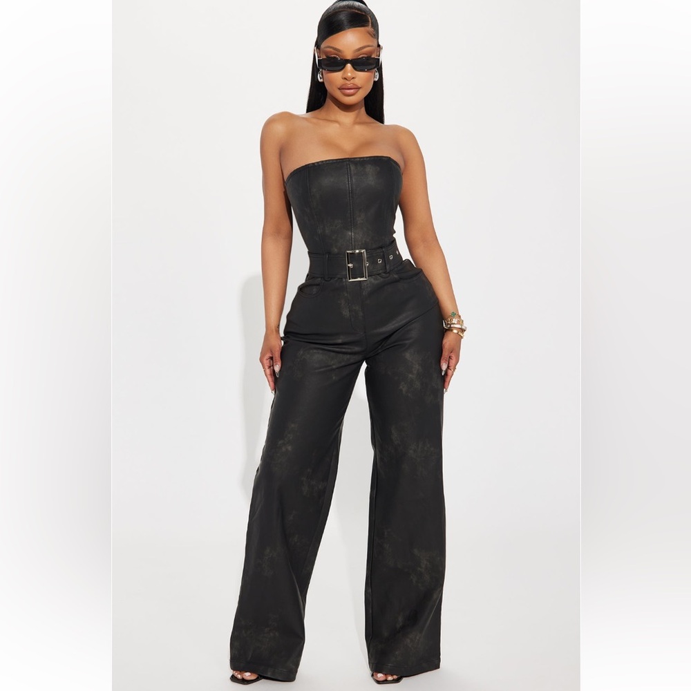 Faux leather jumpsuit